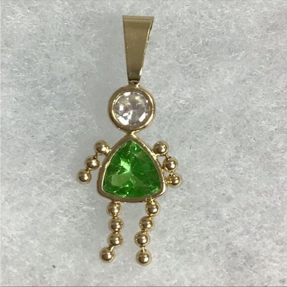 14K Yellow Gold August Girl Birth Month Charm - Picture 1 of 4